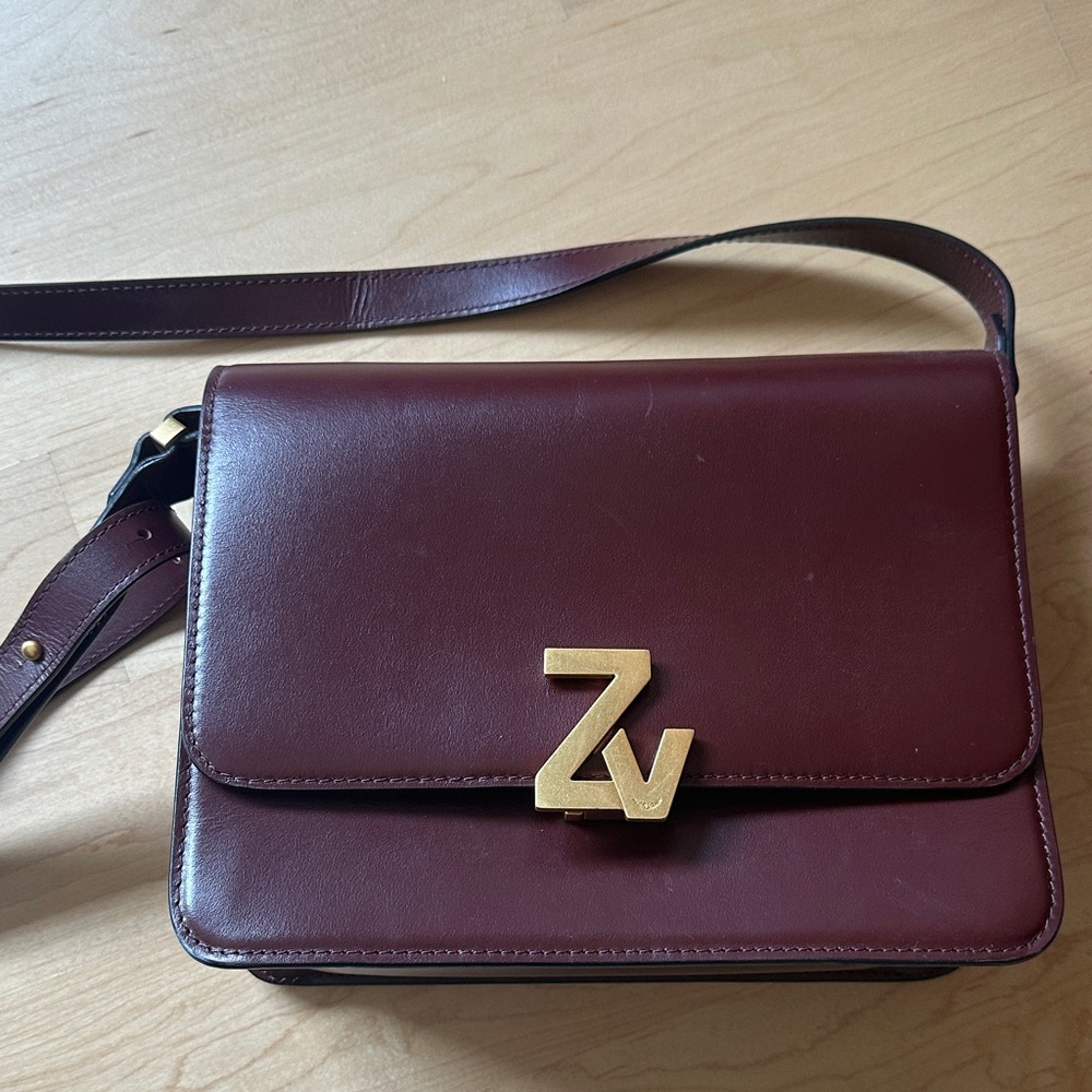 Zadig & Voltaire Burgundy Leather ZV Logo Crossbody